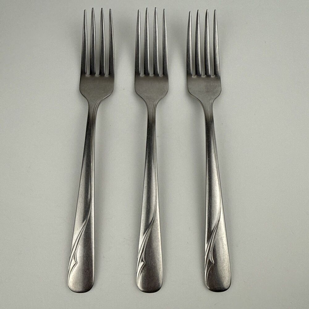 3 Vintage Oneida Ltd Oceanic Forks Set Stainless MCM Retro Lot